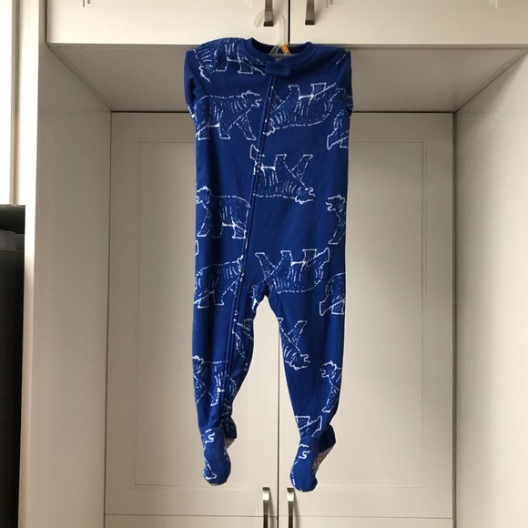 Carters 2T Toddler Sleeper Fleece Onesie With Feet NWOT Royal Blue Polar Bear - Picture 1 of 5